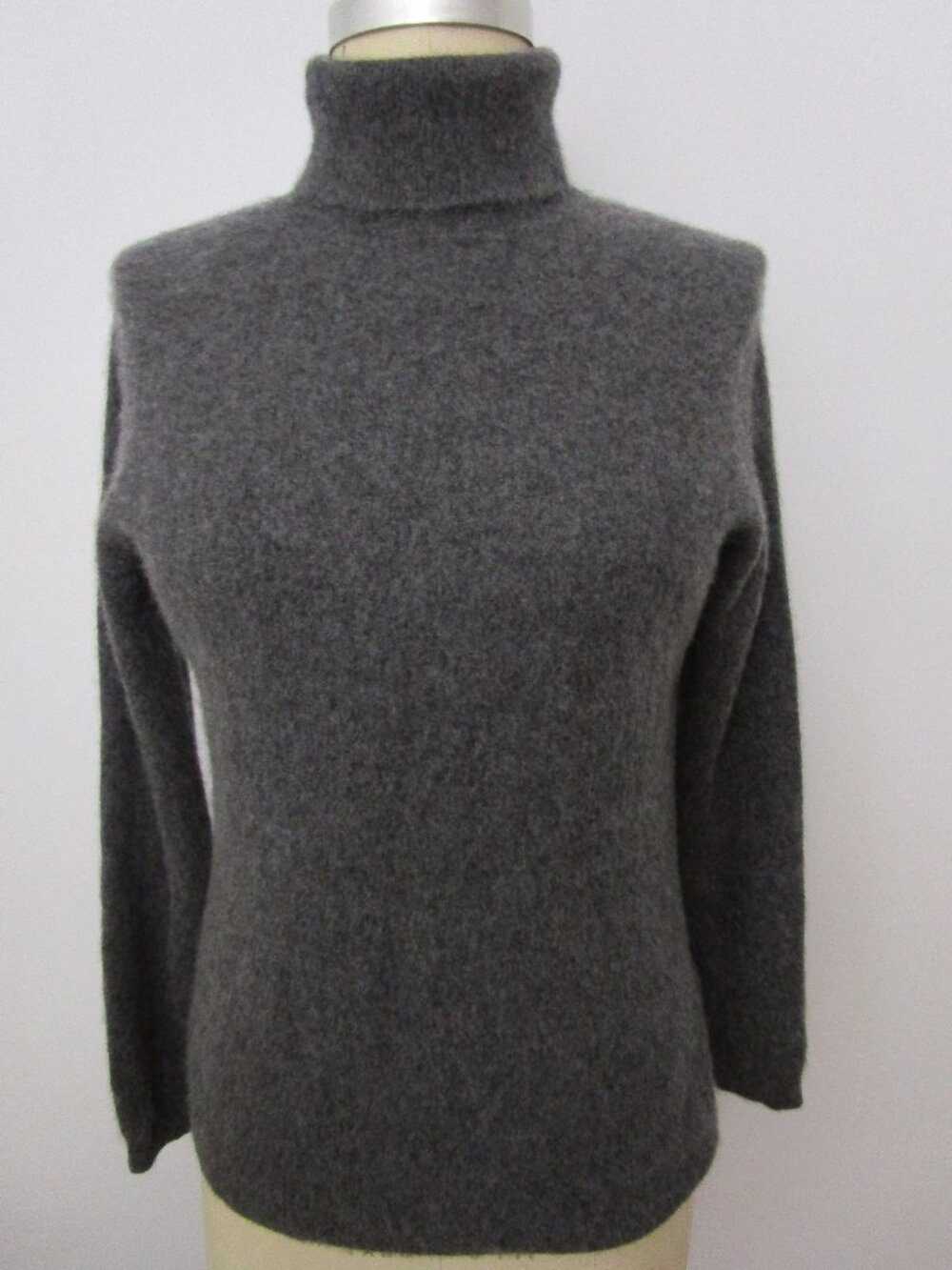 Charcoal CASHMERE Luxury Turtleneck Pullover Knit Sweater